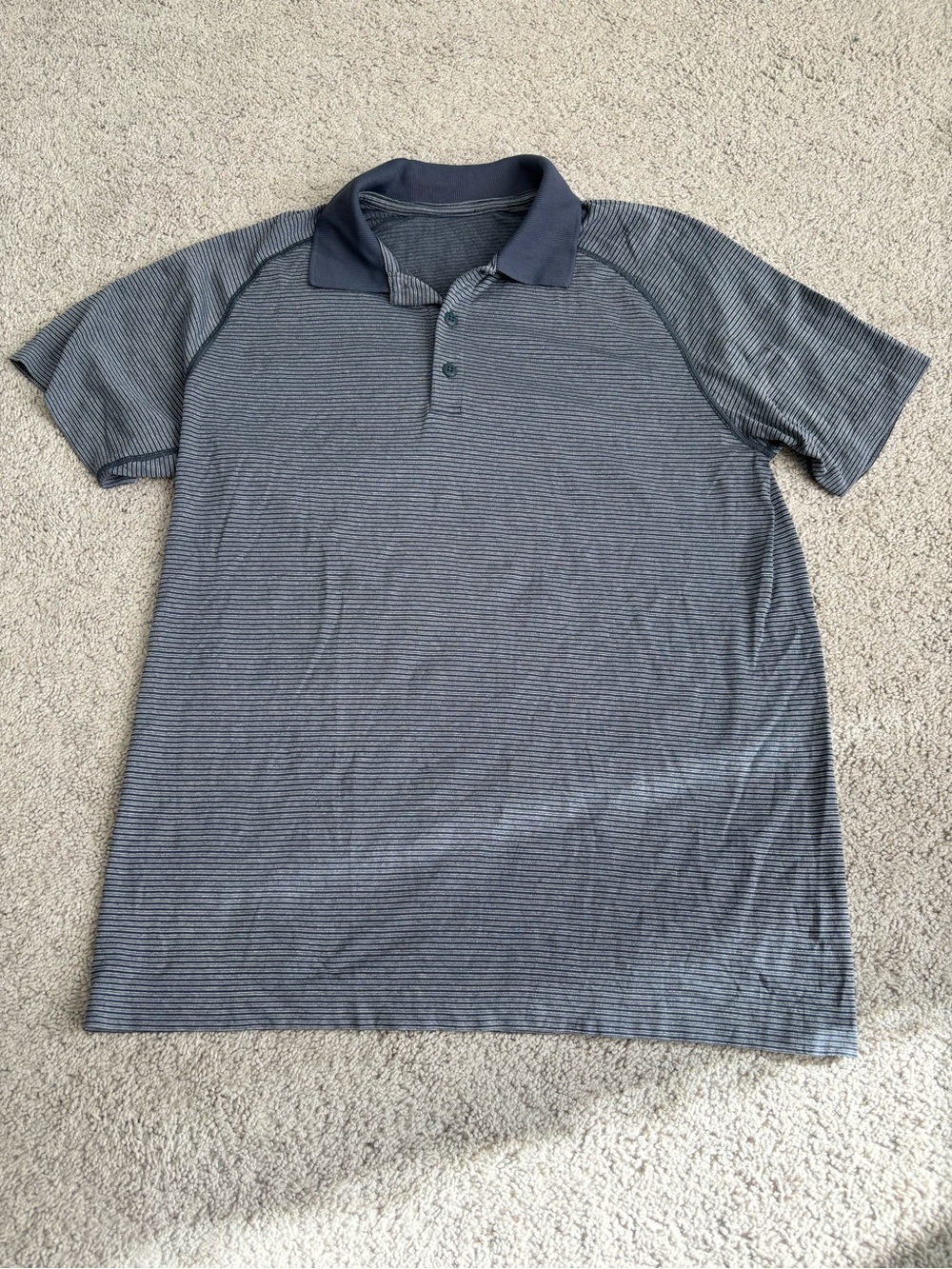 lululemon athletica Men's Short-Sleeve Polo in Navy and Light Blue Stripe, M